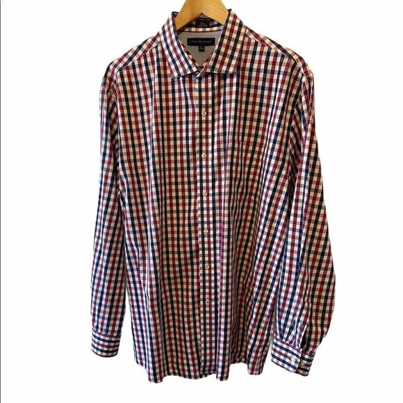 MENS TOMMY HILFIGER Plaid Button Up Collared Shirt - Picture 1 of 7